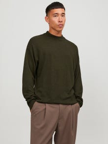 Jack & Jones Gładki Sweter z dzianiny z okrągłym dekoltem -Olive Night - 12252123