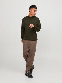 Jack & Jones Gładki Sweter z dzianiny z okrągłym dekoltem -Olive Night - 12252123