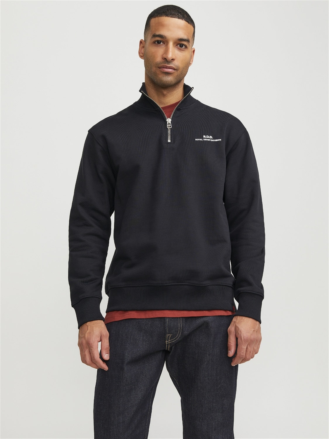Jack & Jones RDD Bedrukt Sweatshirt met halve rits -Black - 12252164
