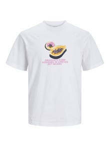 Jack & Jones Printet Crew neck T-shirt -Bright White - 12252173