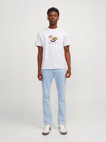 Jack & Jones Spausdintas raštas Apskritas kaklas Marškinėliai -Bright White - 12252173