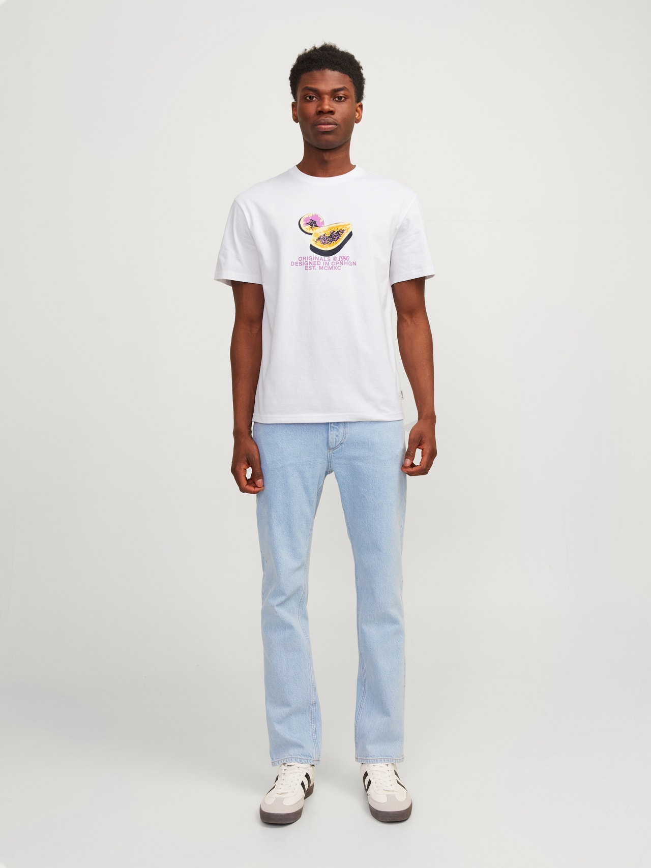 Jack & Jones Spausdintas raštas Apskritas kaklas Marškinėliai -Bright White - 12252173