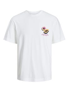 Jack & Jones Printed Crew neck T-shirt -Bright White - 12252175
