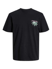 Jack & Jones Printed Crew neck T-shirt -Black - 12252175