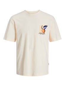 Jack & Jones Printet Crew neck T-shirt -Buttercream - 12252175