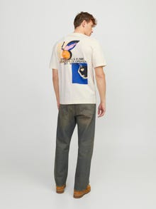 Jack & Jones Printed Crew neck T-shirt -Buttercream - 12252175