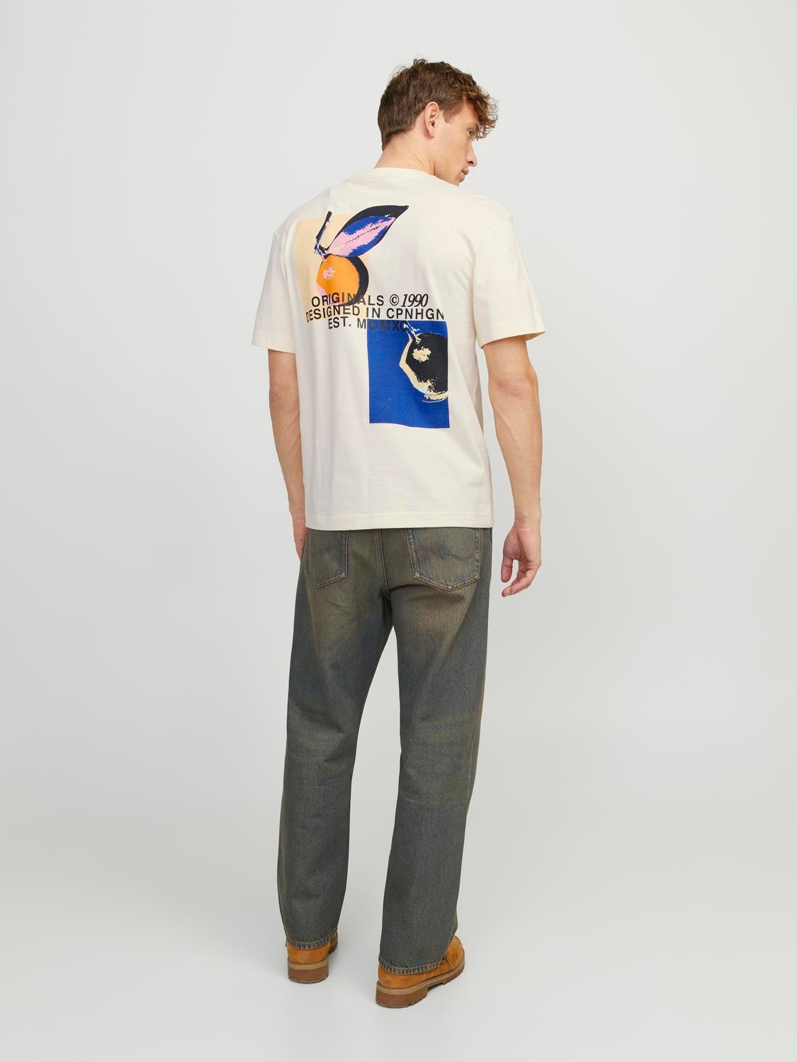 Jack & Jones Tryck Rundringning T-shirt -Buttercream - 12252175