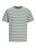 T-shirt Listrado Decote Redondo, Verde Médio