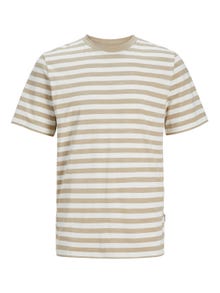 Jack & Jones Stribet Crew neck T-shirt -Fields Of Rye - 12252176