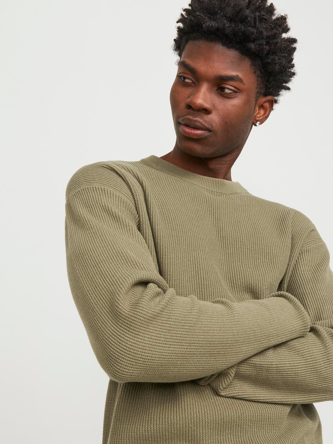 Khaki crew clearance neck jumper