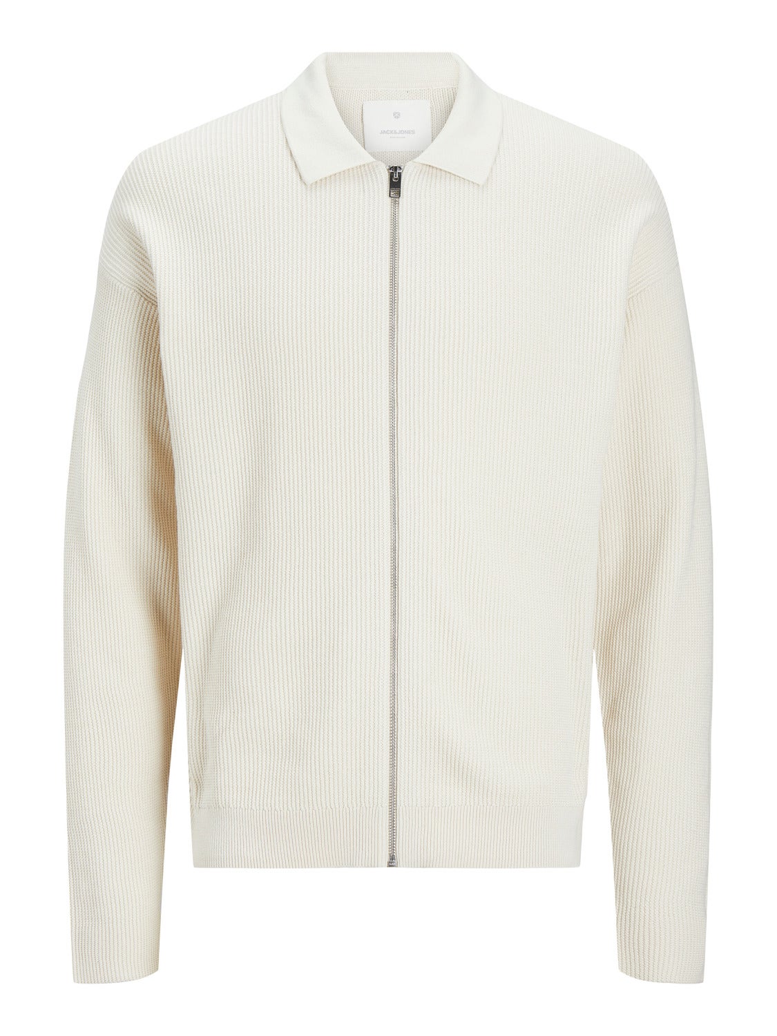 Einfarbig Strickpullover mit Reißverschluss | Beige | Jack & Jones®