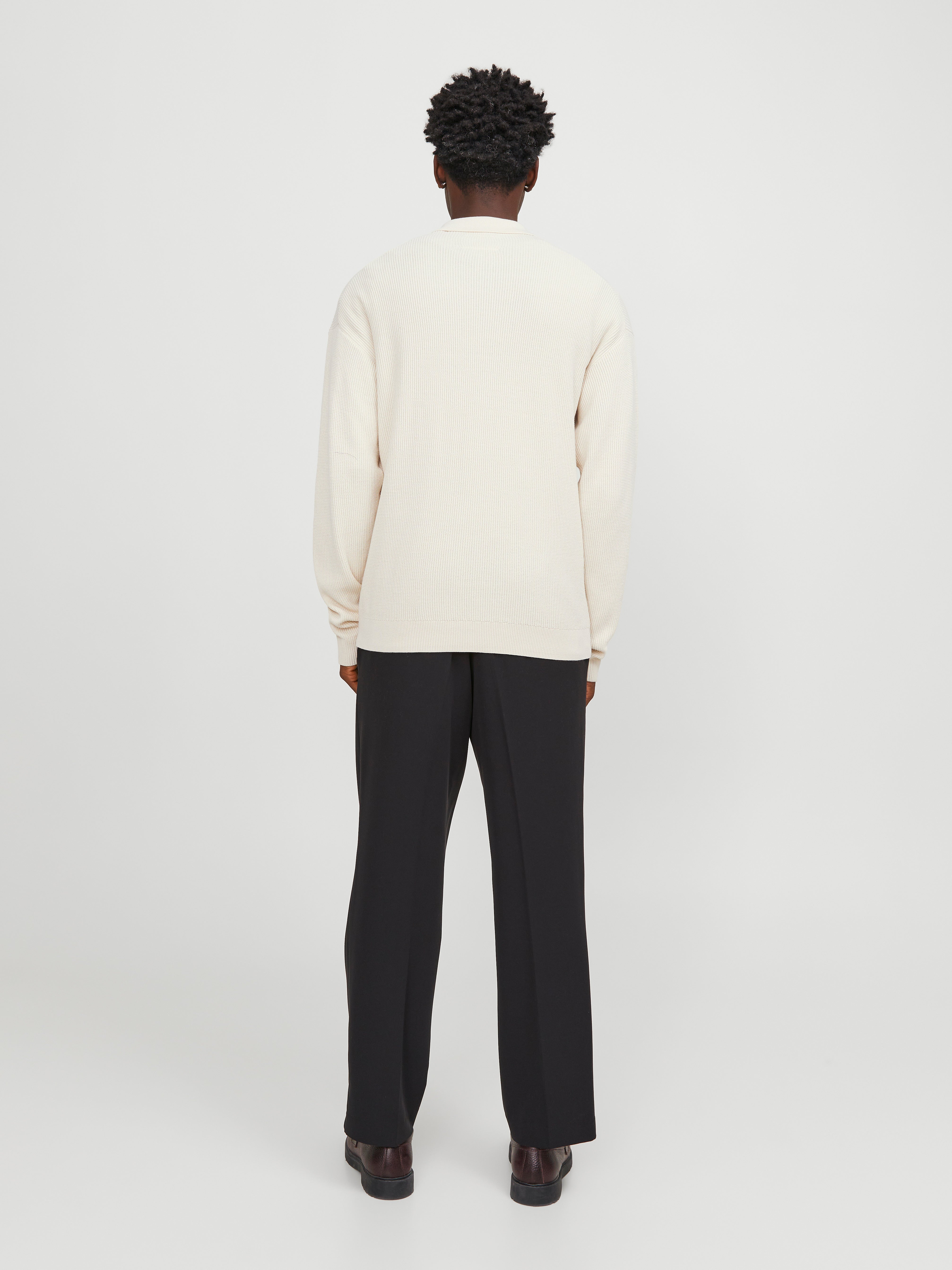 Einfarbig Strickpullover mit Reißverschluss | Beige | Jack & Jones®