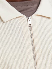 Jack & Jones Enfärgat Stickad tröja med dragkedja -Almond Milk - 12252249