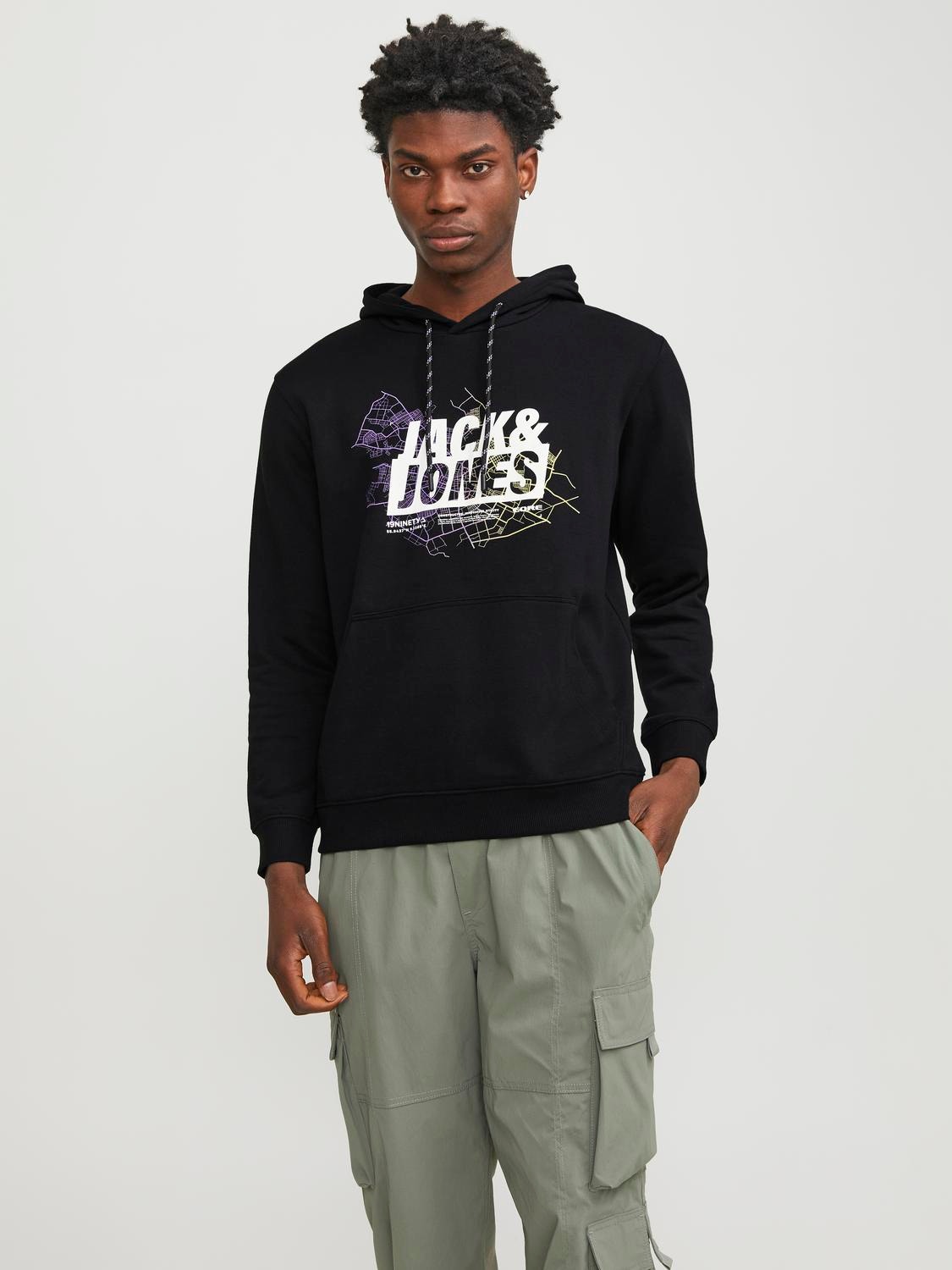 Jack & Jones Logó Kapucnis felső -Black - 12252310