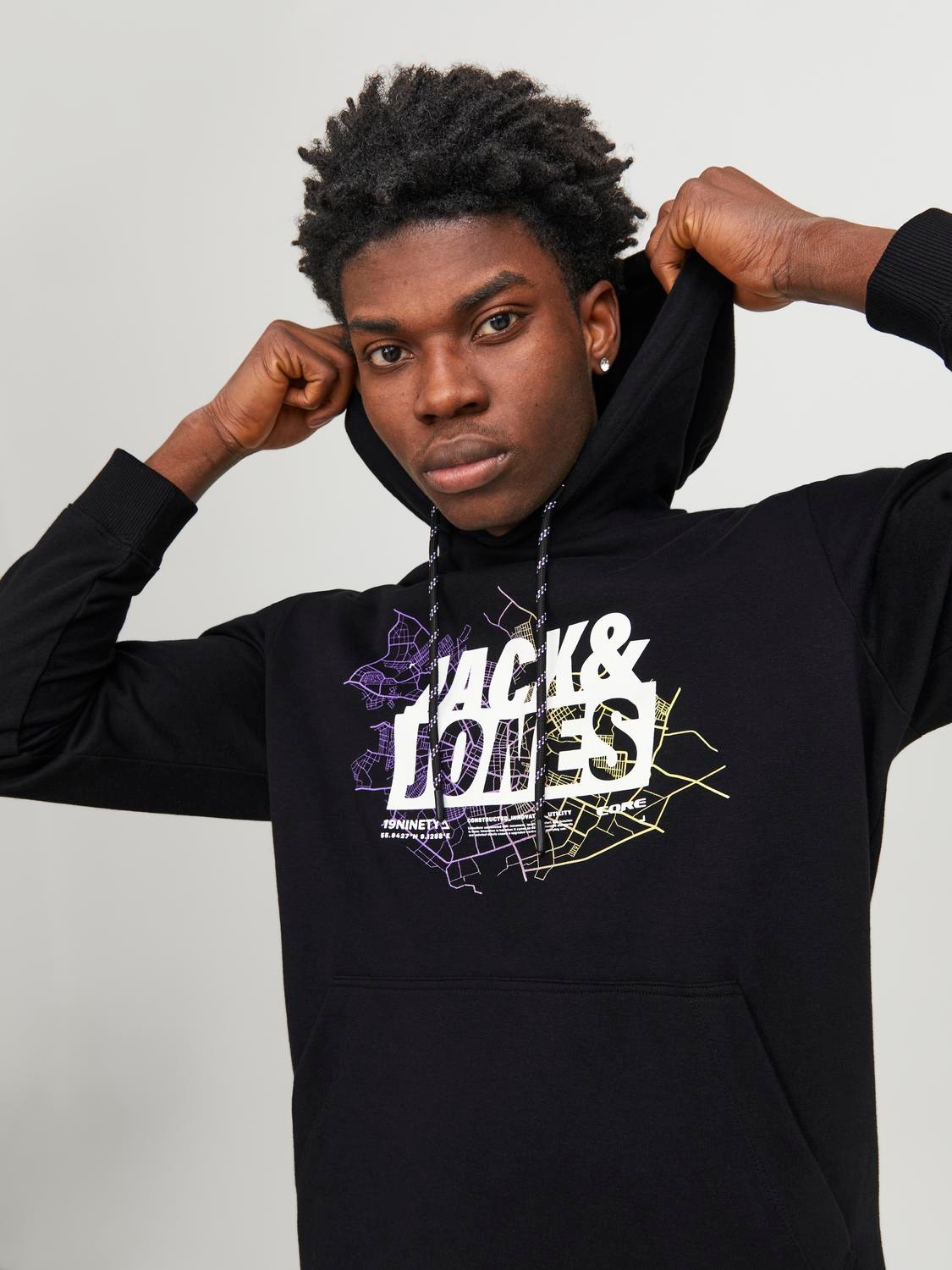 Jack & Jones Logo Mikina s kapucí -Black - 12252310