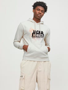 Jack & Jones Logo Hættetrøje -Moonbeam - 12252310