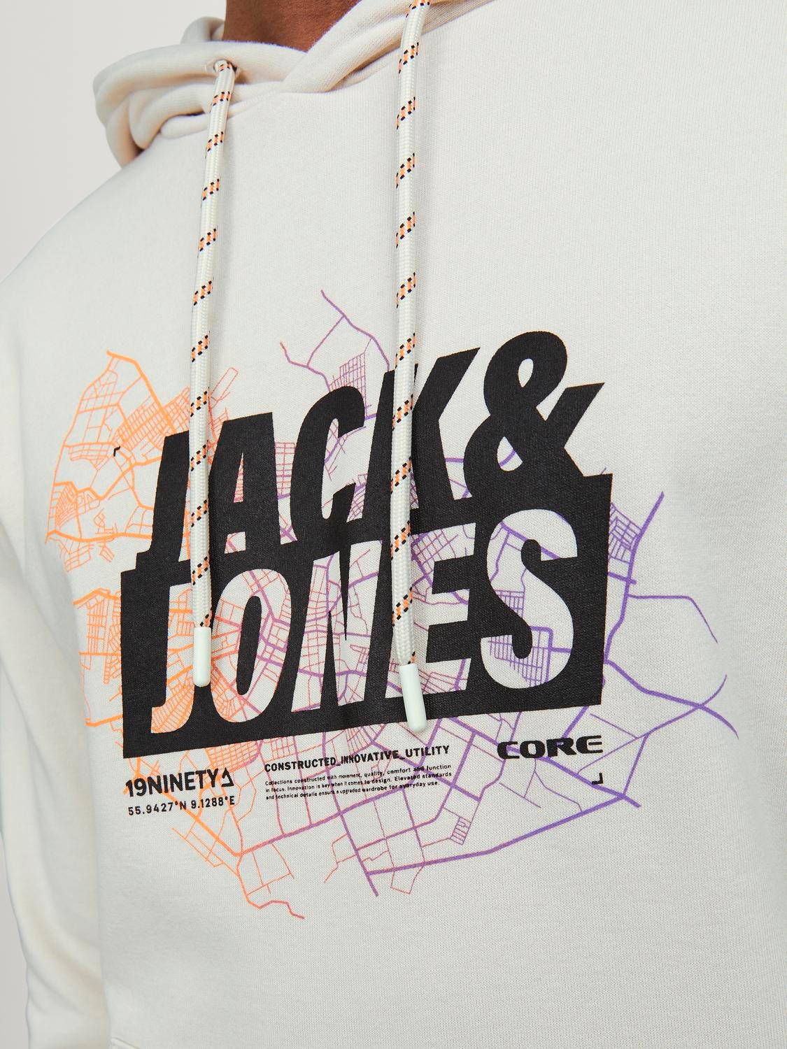 Jack & Jones Logotipas Megztinis su gobtuvu -Moonbeam - 12252310