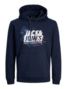 Jack & Jones Logo Hættetrøje -Navy Blazer - 12252310