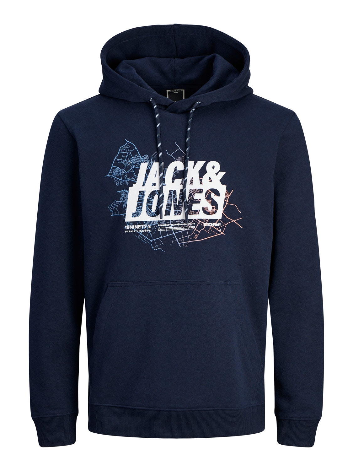 Jack & Jones Logo Hoodie -Navy Blazer - 12252310