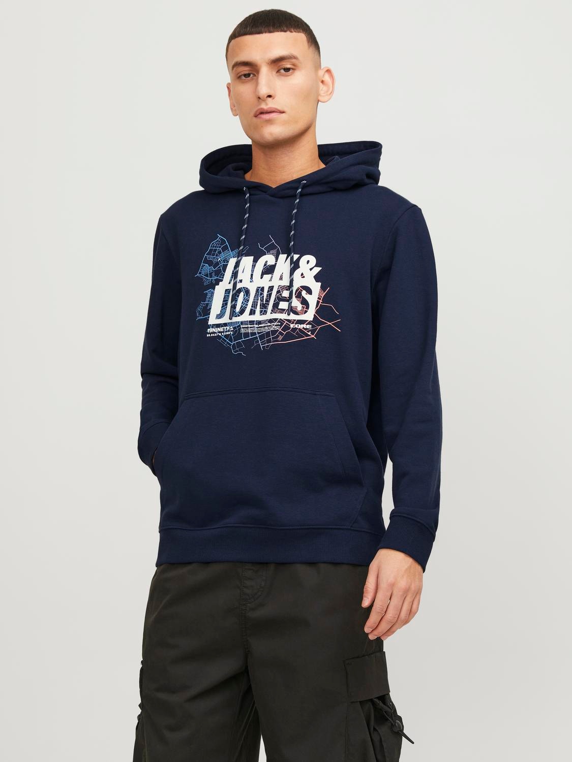 Jack & Jones Hoodie Logo -Navy Blazer - 12252310