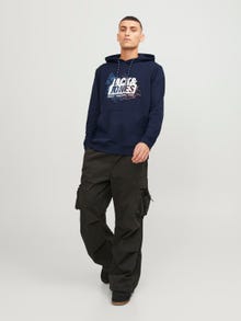 Jack & Jones Hoodie Logo -Navy Blazer - 12252310