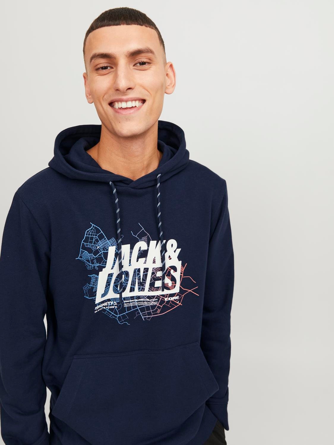 Jack & Jones Hoodie Logo -Navy Blazer - 12252310