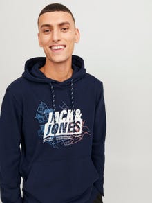 Jack & Jones Logo Hoodie -Navy Blazer - 12252310