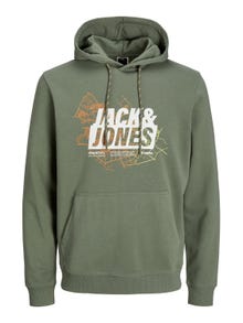 Jack & Jones Logo Hoodie -Agave Green - 12252310