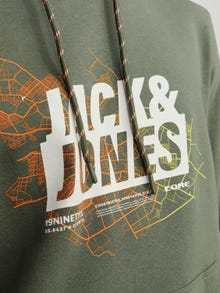 Jack & Jones Printed Hoodie -Agave Green - 12252310