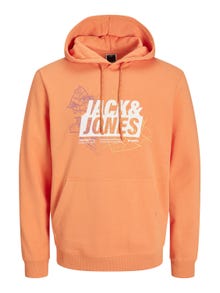 Jack & Jones Logotipas Megztinis su gobtuvu -Tangerine - 12252310