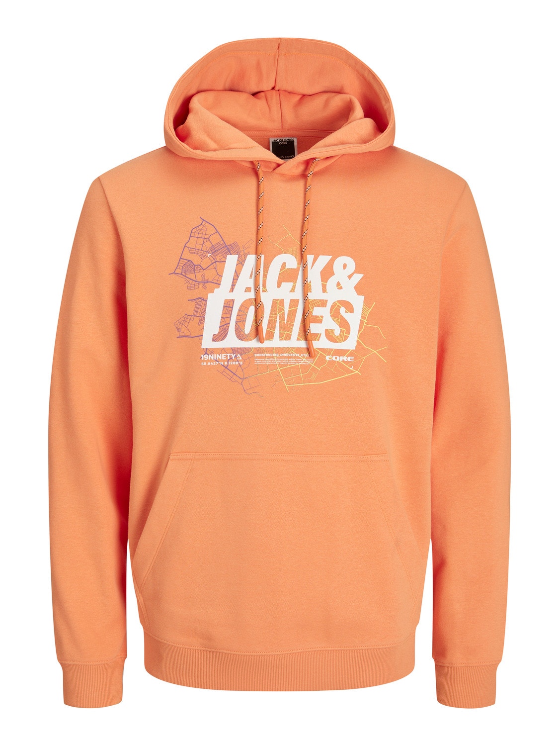 Jack & Jones Logotipas Megztinis su gobtuvu -Tangerine - 12252310