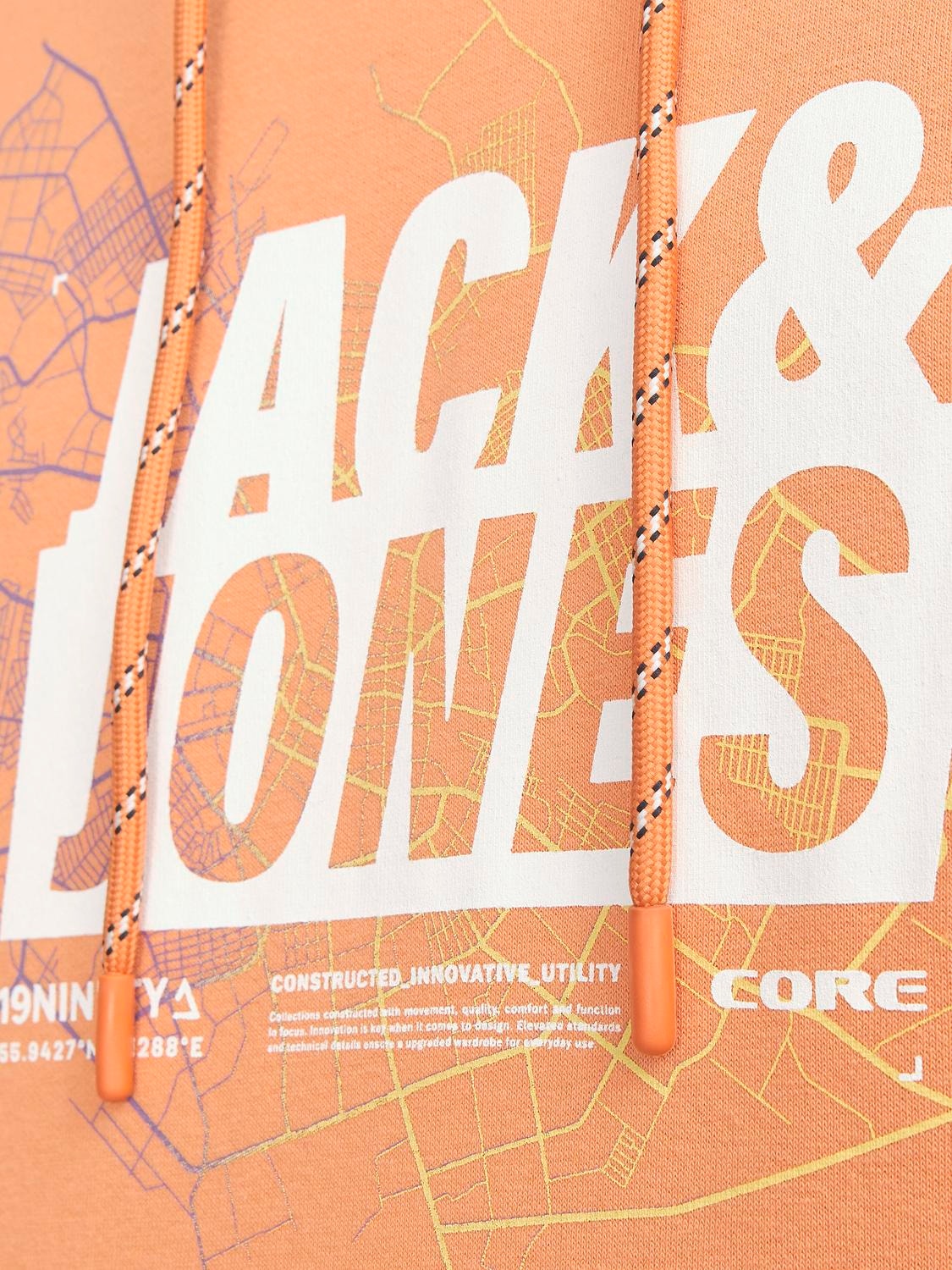 Jack & Jones Logotipas Megztinis su gobtuvu -Tangerine - 12252310