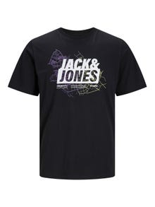 Jack & Jones Nyomott mintás Környak Trikó -Black - 12252376