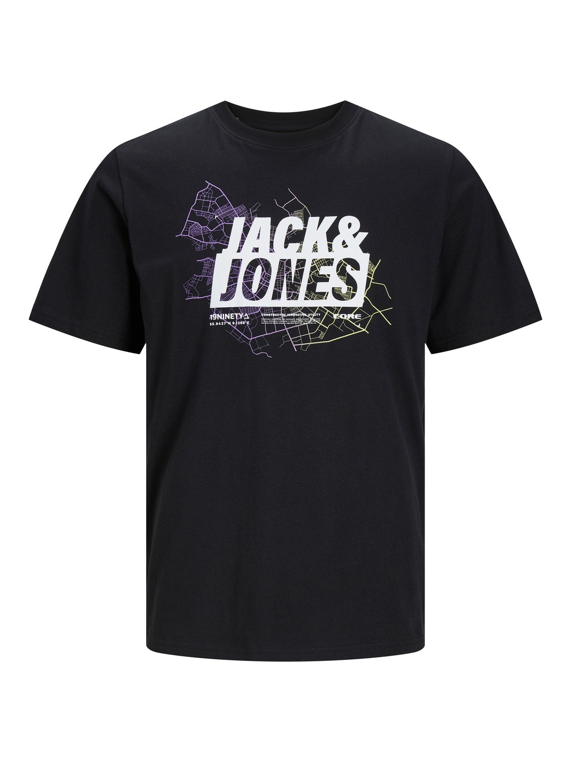 Jack & Jones Nyomott mintás Környak Trikó -Black - 12252376