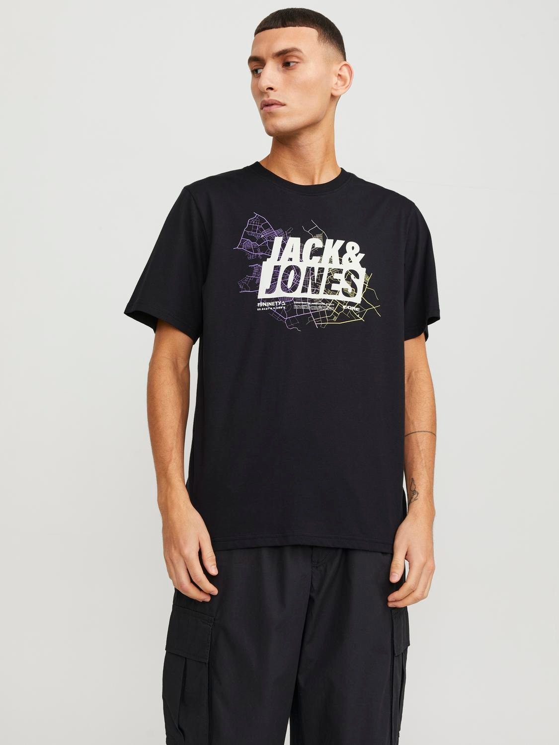 Jack & Jones Bedrukt Ronde hals T-shirt -Black - 12252376
