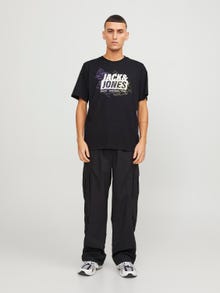 Jack & Jones Nyomott mintás Környak Trikó -Black - 12252376