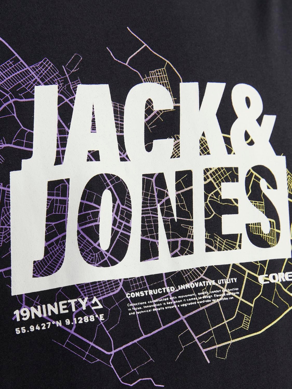 Jack & Jones Nyomott mintás Környak Trikó -Black - 12252376