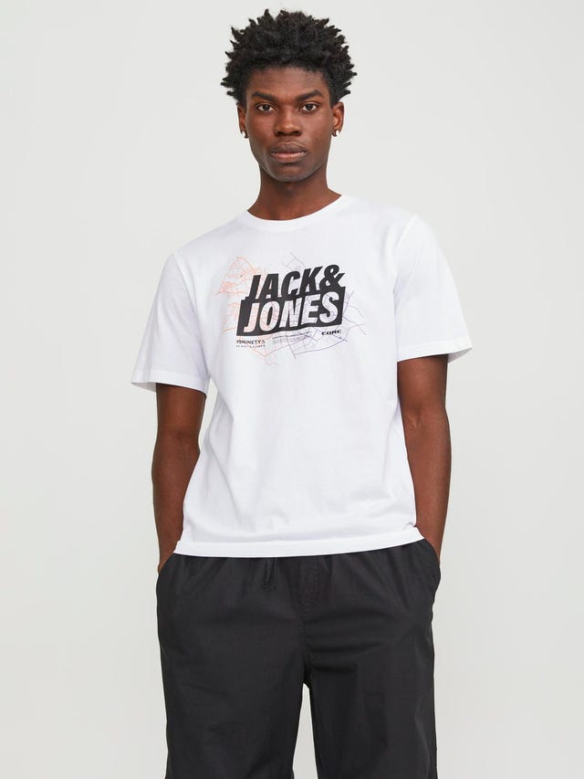 Jack & Jones Nadruk Okrągły dekolt T-shirt - 12252376