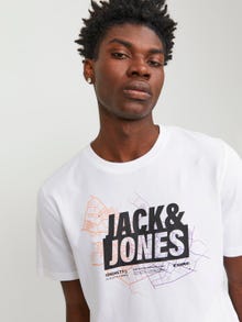 Jack & Jones Nadruk Okrągły dekolt T-shirt -White - 12252376