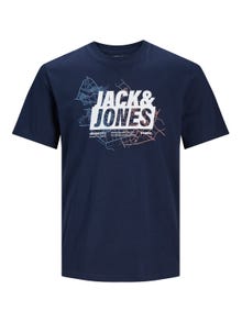 Jack & Jones Nyomott mintás Környak Trikó -Navy Blazer - 12252376