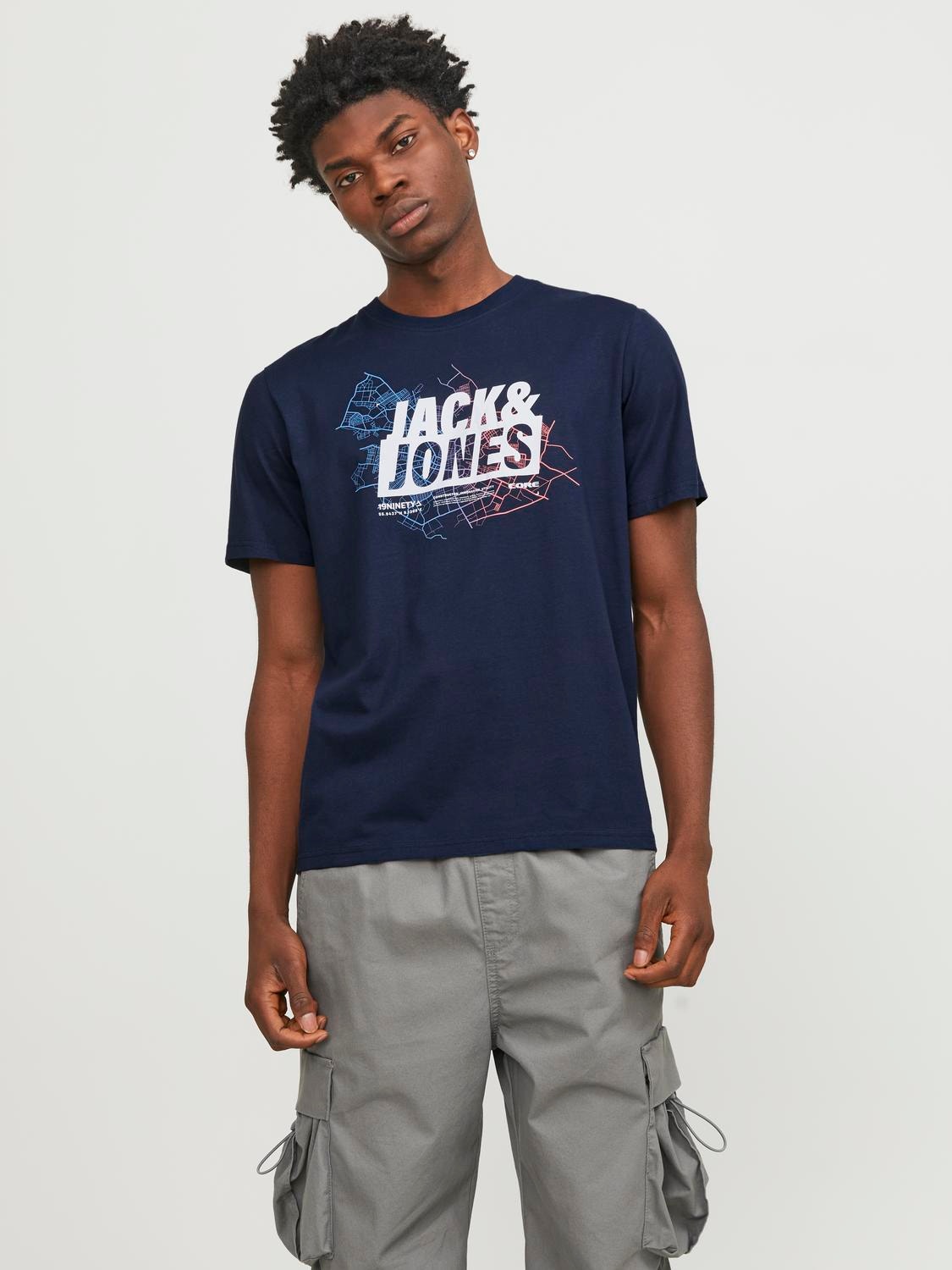 Jack & Jones Printed Crew neck T-shirt -Navy Blazer - 12252376