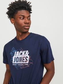 Jack & Jones Nyomott mintás Környak Trikó -Navy Blazer - 12252376