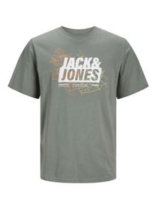 Jack & Jones Nyomott mintás Környak Trikó -Agave Green - 12252376