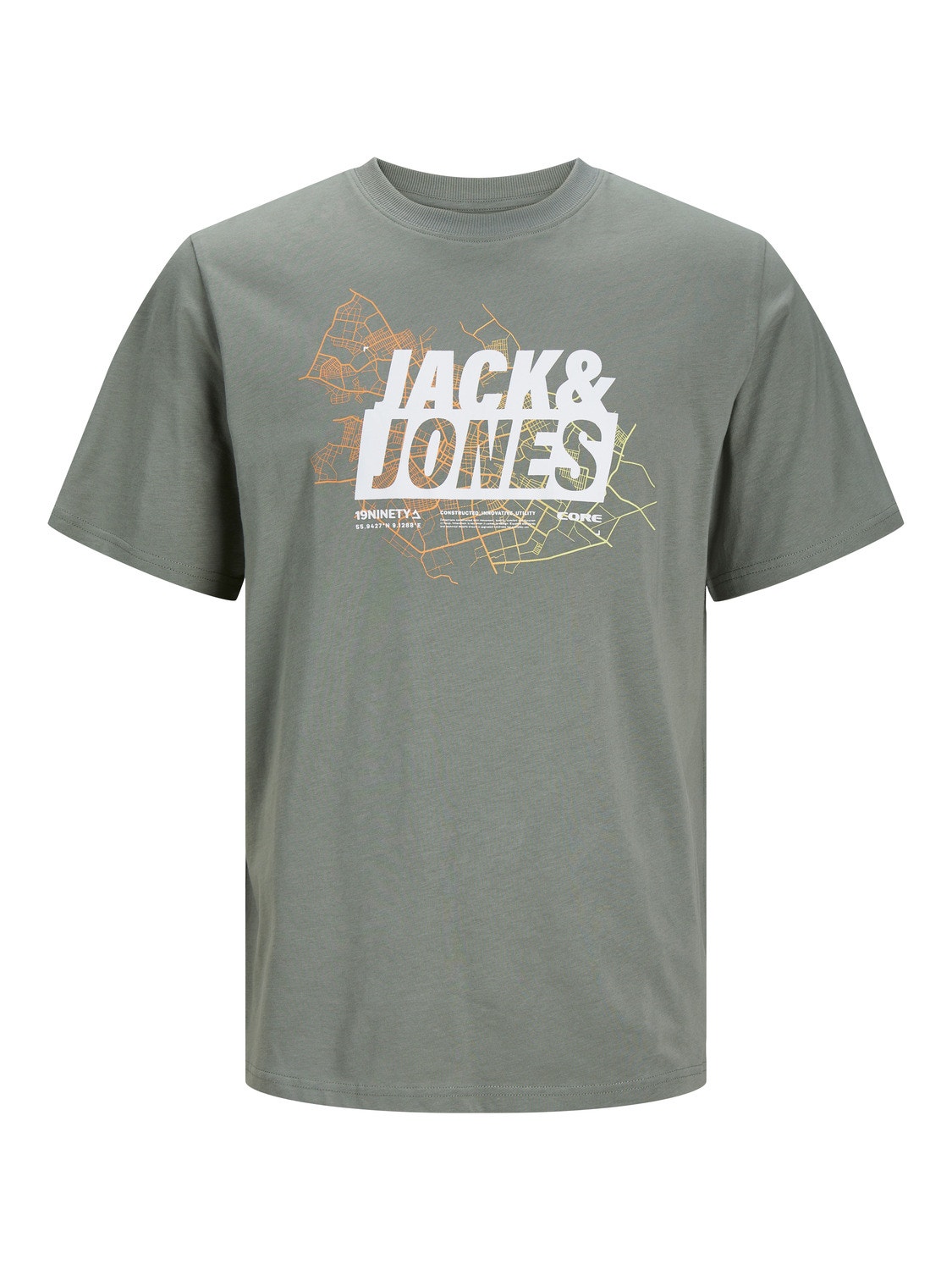 Jack & Jones Nyomott mintás Környak Trikó -Agave Green - 12252376