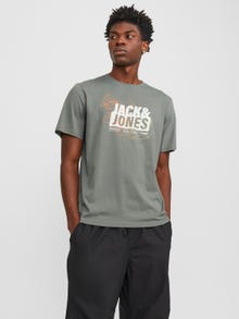 Jack & Jones Bedrukt Ronde hals T-shirt -Agave Green - 12252376