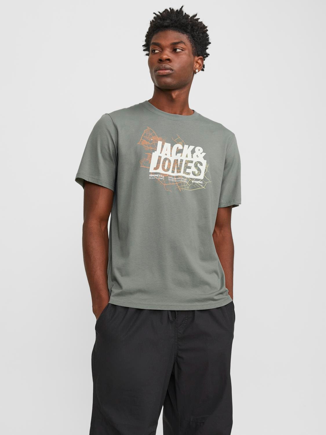Jack & Jones Painettu Pyöreä pääntie T-paita -Agave Green - 12252376