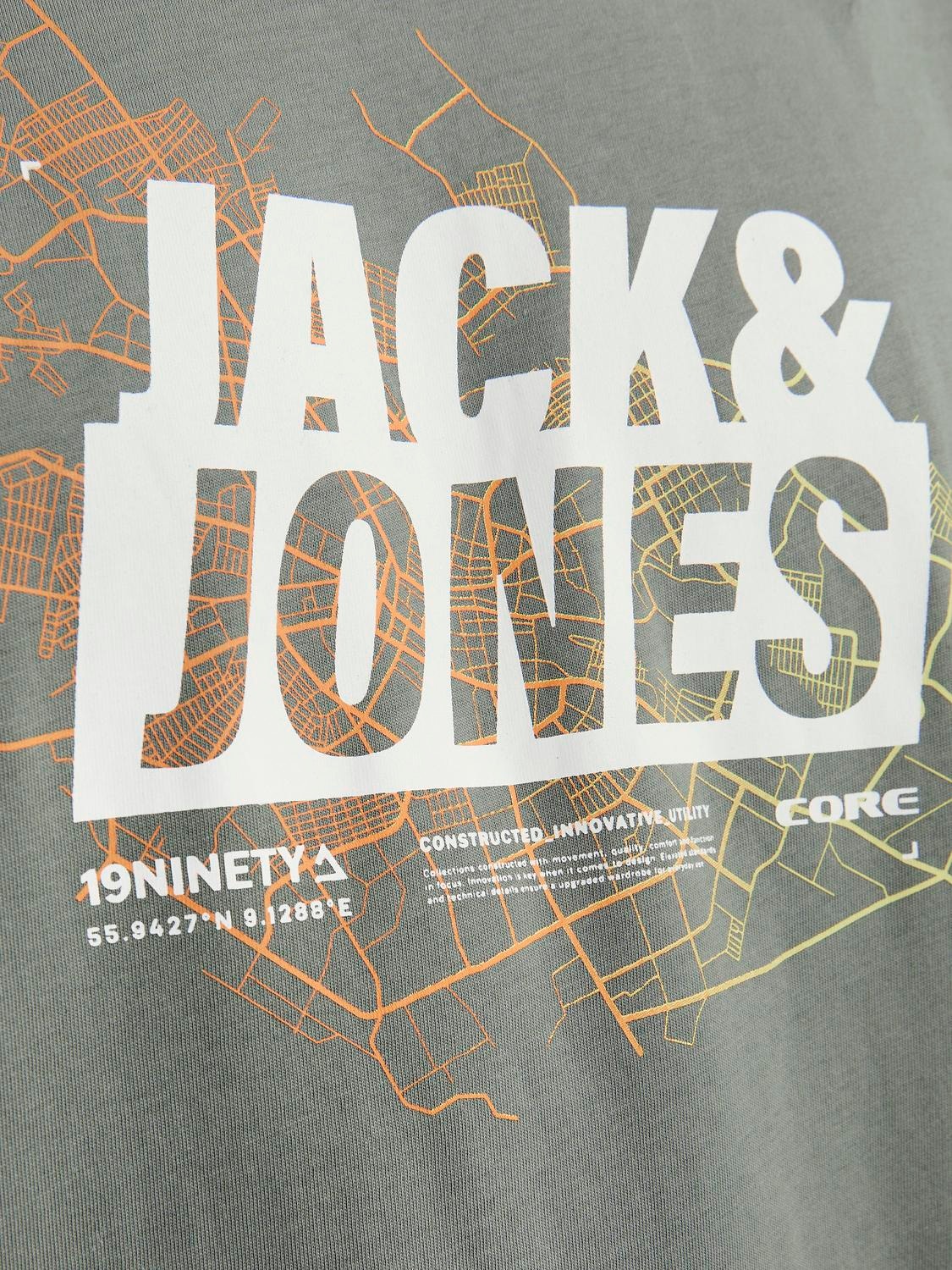 Jack & Jones Nyomott mintás Környak Trikó -Agave Green - 12252376