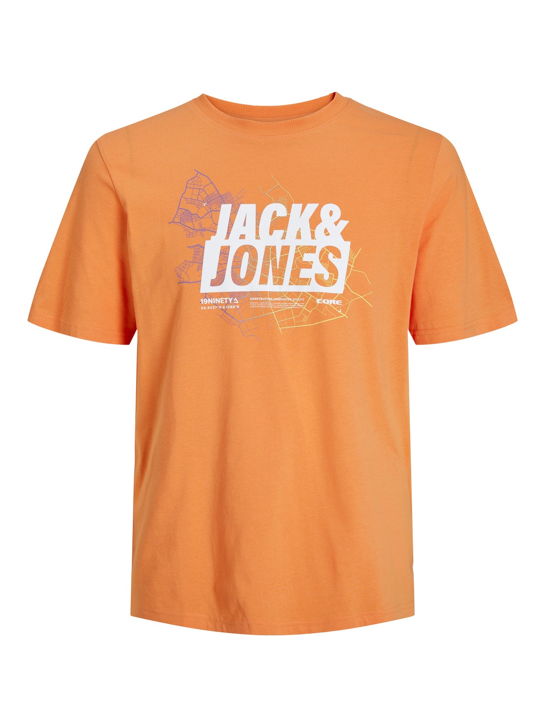 Jack & Jones Potištěný Kruhový výstřih Tričko -Tangerine - 12252376
