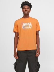 Jack & Jones Gedrukt Ronde hals T-shirt -Tangerine - 12252376