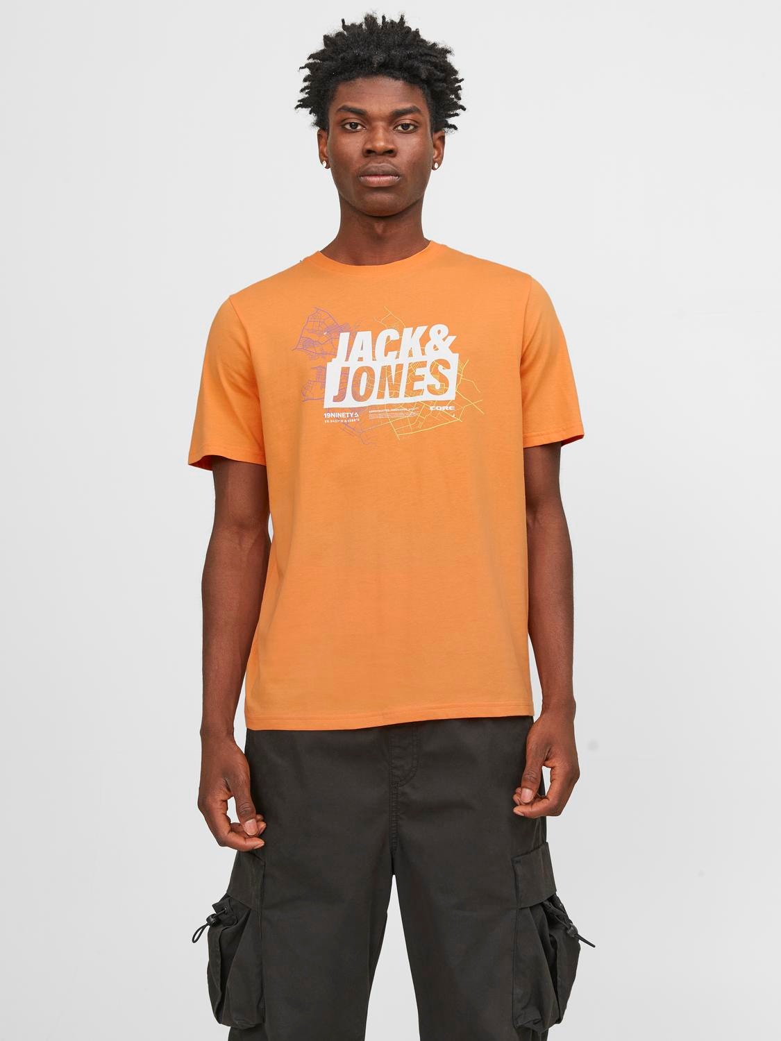 Jack & Jones Nadruk Okrągły dekolt T-shirt -Tangerine - 12252376